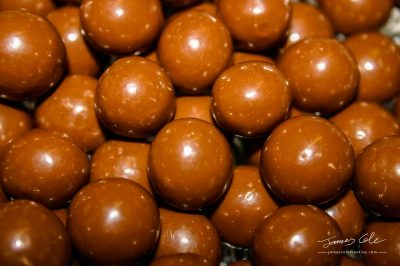 Maltesers madness - Close-up of a bowl full of delicious chocolate honeycomb malt balls