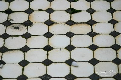 JCCI-100104 - Old decaying black and white mosaic tiled floor 02