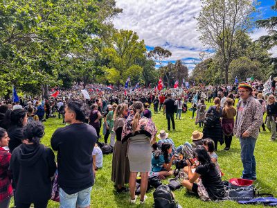 JCCI-100301 - Thousands of peaceful protestors gather at Flagstaff Gardens park Melbourne Australia fighting for Freedom and to Kill the Bill
