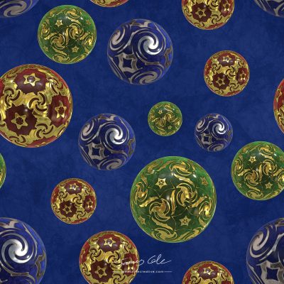 JCCI-100448 - Christmas Tiles - Magickal Baubles on Blue Mottled Paper