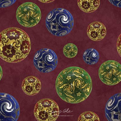 JCCI-100449 - Christmas Tiles - Magickal Baubles on Burgundy Mottled Paper