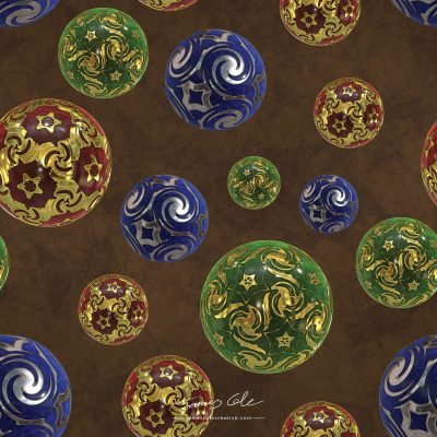 JCCI-100450 - Christmas Tiles - Magickal Baubles on Earthy Brown Mottled Paper