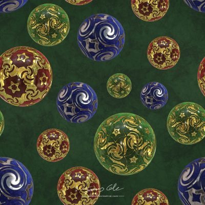 JCCI-100451 - Christmas Tiles - Magickal Baubles on Green Mottled Paper