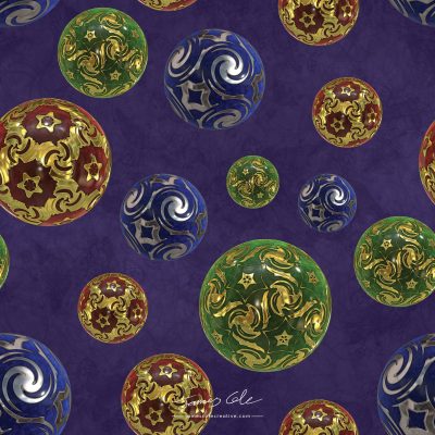 JCCI-100453 - Christmas Tiles - Magickal Baubles on Purple Lavender Lilac Mottled Paper