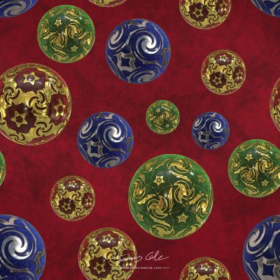 JCCI-100454 - Christmas Tiles - Magickal Baubles on Red Mottled Paper