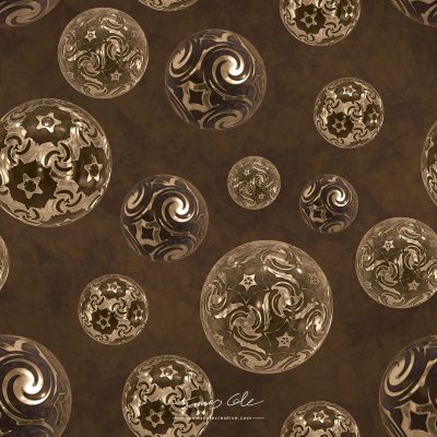 JCCI-100458 - Christmas Tiles - Earthy Brown Magickal Baubles on Mottled Paper