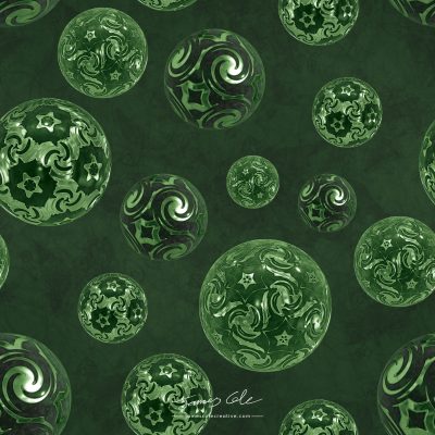 JCCI-100460 - Christmas Tiles - Green Magickal Baubles on Mottled Paper