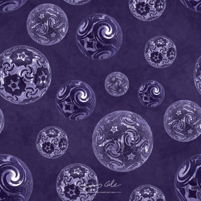 JCCI-100462 - Christmas Tiles - Purple Lavender Lilac Magickal Baubles on Mottled Paper