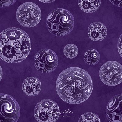 JCCI-100465 - Christmas Tiles - Violet Purple Magickal Baubles on Mottled Paper
