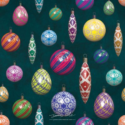 JCCI-100469 - Christmas Tiles - Colourful Christmas Baubles on Mottled Paper