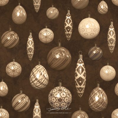JCCI-100470 - Christmas Tiles - Earthy Brown Christmas Baubles on Mottled Paper