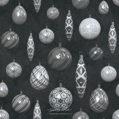 JCCI-100473 - Christmas Tiles - Grey Christmas Baubles on Mottled Paper