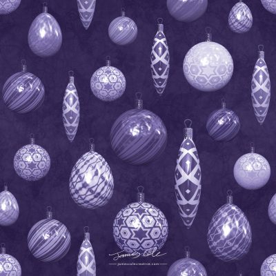 JCCI-100474 - Christmas Tiles - Purple Lavender Lilac Christmas Baubles on Mottled Paper