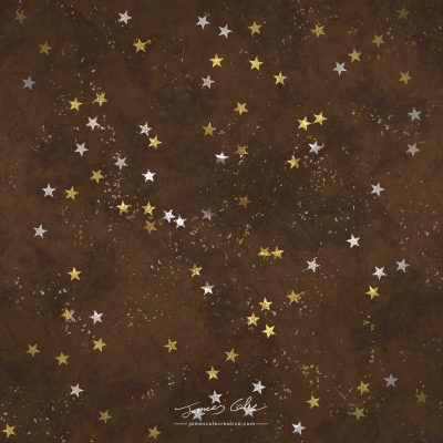 JCCI-100490 - Christmas Tiles - Gold Silver Stars On Earthy Brown Mottled Paper