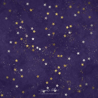 JCCI-100493 - Christmas Tiles - Gold Silver Stars On Purple Lavender Lilac Mottled Paper