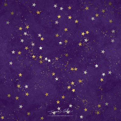 JCCI-100497 - Christmas Tiles - Gold Silver Stars On Violet Purple Mottled Paper
