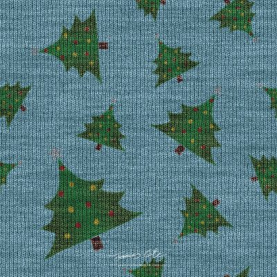 JCCI-100528 - Christmas Tiles - Aqua Green Christmas Tree Knits