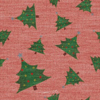 JCCI-100533 - Christmas Tiles - Bright Red Green Christmas Tree Knits