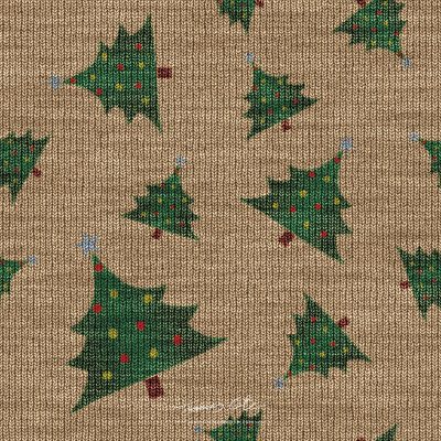JCCI-100534 - Christmas Tiles - Brown Green Christmas Tree Knits