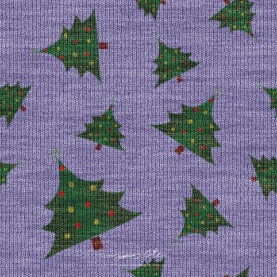 JCCI-100542 - Christmas Tiles - Lavender Lilac Green Christmas Tree Knits