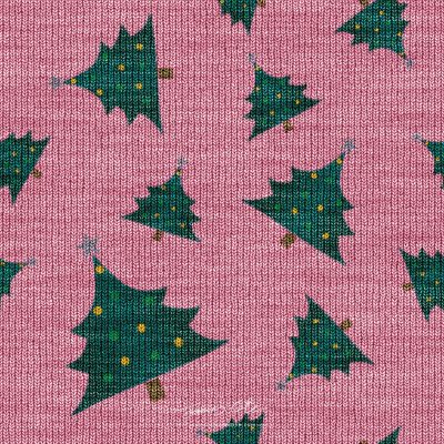 JCCI-100545 - Christmas Tiles - Pink Aqua Green Christmas Tree Knits