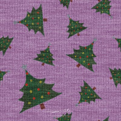JCCI-100546 - Christmas Tiles - Pink Purple Green Christmas Tree Knits