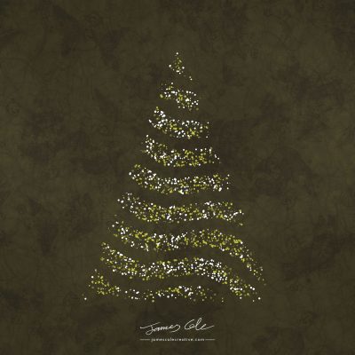 JCCI-100587 - Christmas Tiles - Smokey Yellow Mustard Christmas Tree Lights