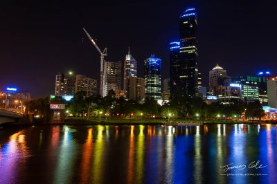 JCCI-100605 - Melbourne city night-cap with lights reflecting in the Yarra river