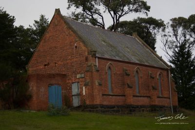 JCCI-100613 - Abandoned heritage listed methodist church on a gloomy day at Nerrina Ballarat
